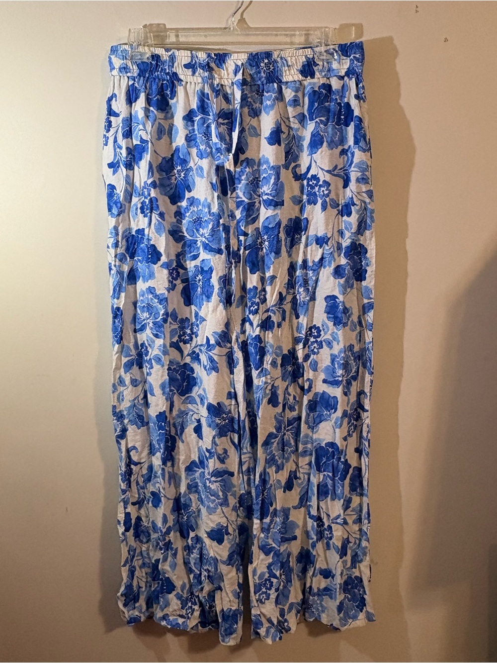 Jules & Leopold pants blue white floral  print women's X-Large elastic waistband